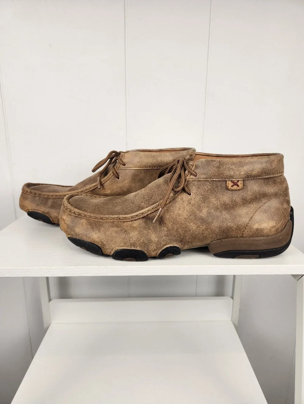 Twisted X Chukka Driving Moc Lace Up Shoes Men 9.5M Western Casual Brown Leather
